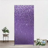 Aperturee - Aperturee Purple Glitter Sparkle Rectangle Backdrop for Birthday or Wedding Glam Bling Effect Sweet 16 Party Photo Booth